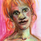 Visage de femme en rose