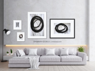 4 oeuvres  BN_17092021 ÖMISERANY Décor gris moderne-