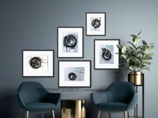 5 oeuvres  BN_17092021 ÖMISERANY Décor bleu moderne